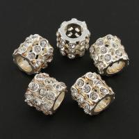 Rhinestone Zinc Alloy Beads, Column, platinum color plated, with rhinestone Approx 3mm 