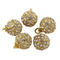 Zinc Alloy Rhinestone Pendants, Round, gold color plated, with rhinestone Approx 1mm 