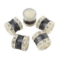 Rhinestone Zinc Alloy Beads, Tube, platinum color plated, enamel & with rhinestone Approx 4mm 