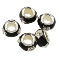 Rhinestone Zinc Alloy Beads, Drum, platinum color plated, enamel & with rhinestone Approx 4mm 