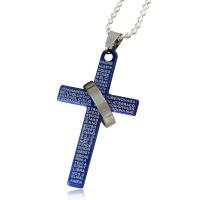 Stainless Steel Cross Pendants, plated, with letter pattern Approx 3-5mm 