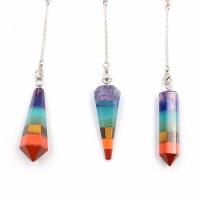 Rainbow Quartz Pendulum Pendant, silver color plated, Unisex Approx 3-5mm Approx 7 Inch 