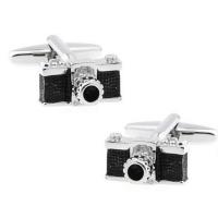 Zinc Alloy Cufflinks, Camera, silver color plated, Unisex & enamel & with rhinestone 