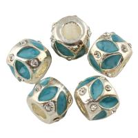 Rhinestone Zinc Alloy Beads, Drum, platinum color plated, enamel & with rhinestone Approx 2mm 