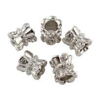 Rhinestone Zinc Alloy Beads, Drum, silver color plated, with rhinestone Approx 2.5mm 