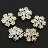 Zinc Alloy Cabochon, Flower, silver color plated, with rhinestone 