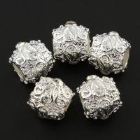 Rhinestone Zinc Alloy Beads, Drum, silver color plated, with rhinestone Approx 4mm 