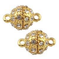 Zinc Alloy Magnetic Clasp, Round, gold color plated, with rhinestone Approx 1.5mm 