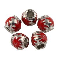 Enamel Zinc Alloy European Beads, Drum, platinum color plated Approx 5mm 