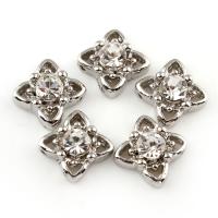 Zinc Alloy Cabochon, platinum color plated, enamel & with rhinestone 