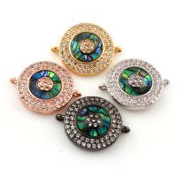 Brass Connector, with Abalone Shell, plated, micro pave cubic zirconia & 1/1 loop nickel, lead & cadmium free Approx 1mm 