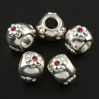 Rhinestone Zinc Alloy Beads, Drum, platinum color plated, with rhinestone Approx 3mm 