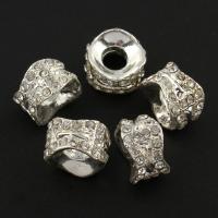 Rhinestone Zinc Alloy Beads, Drum, silver color plated, with rhinestone Approx 4mm 