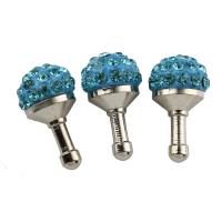 Zinc Alloy Earphone Dust Jack Cap Plug, with Rhinestone Clay Pave, platinum color plated 