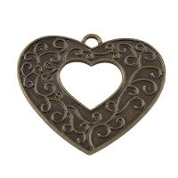 Colgantes de Aleación de Zinc en Forma de Corazón, Corazón Aplanada, chapado en color bronce antiguo, 39x34x2mm, agujero:aproximado 2.5mm, Vendido por UD