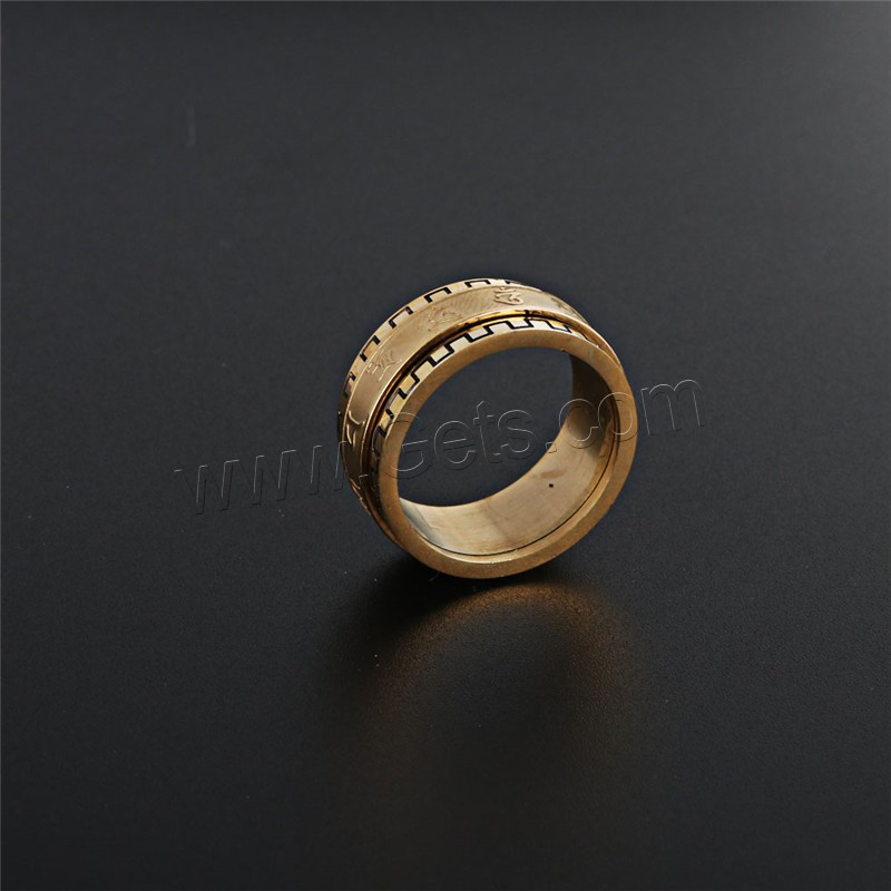 Titan Stahl Fingerring, Titanstahl, goldfarben plattiert, drehbare & verschiedene Größen vorhanden & für den Menschen, 10mm, verkauft von PC