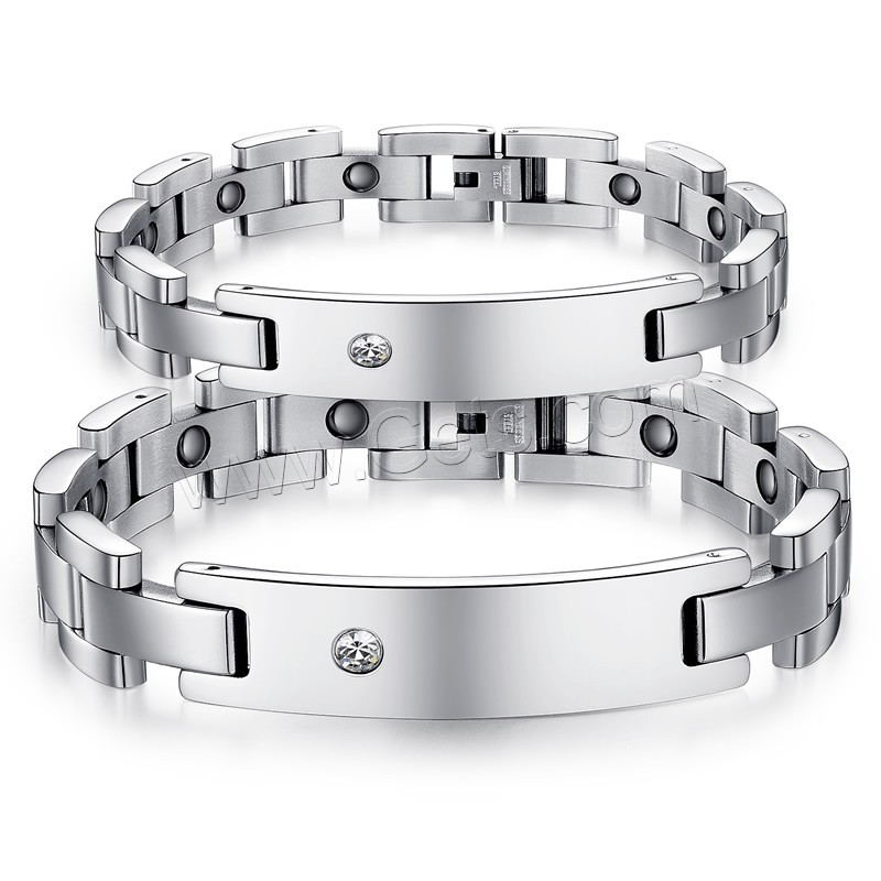 Titane bracelet en acier et bracelet, Acier titane, Infini, Placage, pour le couple, argent, 215x12mm,200x10mm, Vendu par brin