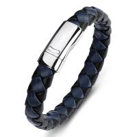 cuir PU bracelet, avec acier inoxydable, normes différentes pour le choix & pour homme, plus de couleurs à choisir, Vendu par brin