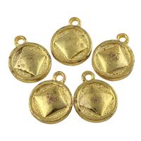 Zinc Alloy Flat Round Pendants, antique gold color plated Approx 2mm 