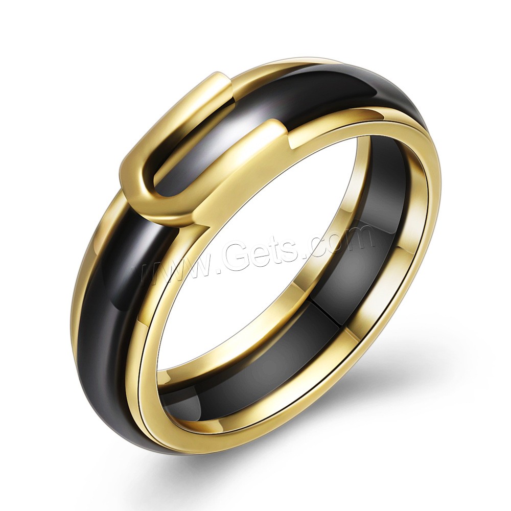 Edelstahl Fingerring, mit Porzellan, goldfarben plattiert, unisex & verschiedene Größen vorhanden, keine, verkauft von PC