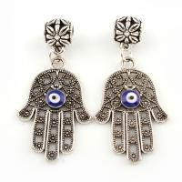 alliage de zinc Pendentifs European, Mal Hamsa yeux, Plaqué de couleur d'argent, sans filetage & émail Environ 5mm, Vendu par PC