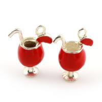 Zinc Alloy Enamel Pendants, Cup, silver color plated Approx 1.5mm 