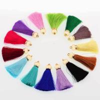 Gland en nylon , Fil de coton, avec fer, glandpompon, Placage de couleur d'or, plus de couleurs à choisir, 70mm Environ 2-3mm, Vendu par PC