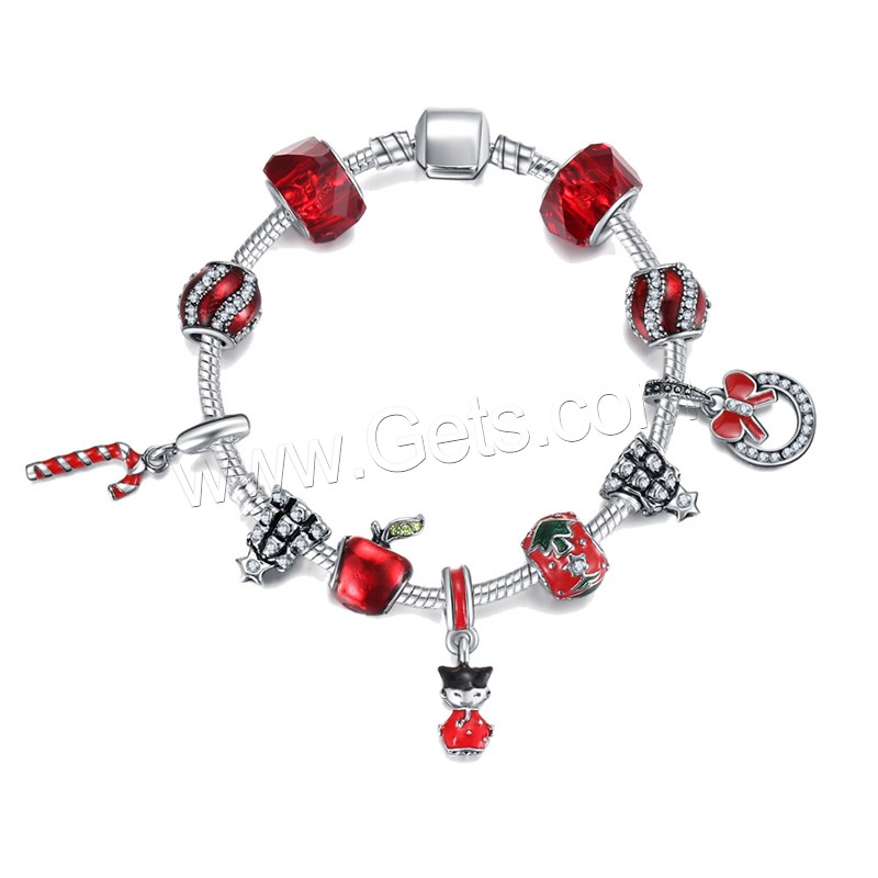 Messing European Armband, mit Lampwork & Zinklegierung, plattiert, unterschiedliche Länge der Wahl & unisex & Schlangekette & Emaille & mit Strass, verkauft von Strang