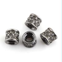 Strass Zink Legierung Europa Perlen, Zinklegierung, Trommel, metallschwarz plattiert, ohne troll & mit Strass, 10x9mm, Bohrung:ca. 5mm, 4PCs/Tasche, verkauft von Tasche