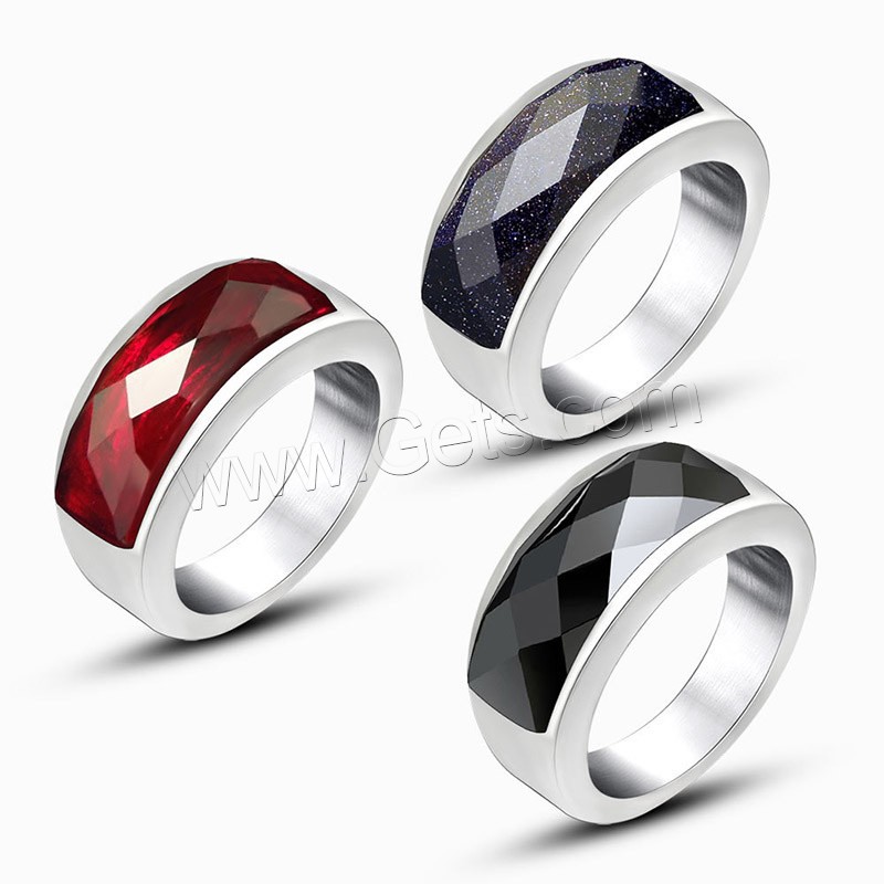 Titan Stahl Fingerring, Titanstahl, mit Glas, unisex & verschiedene Größen vorhanden & facettierte, keine, verkauft von PC