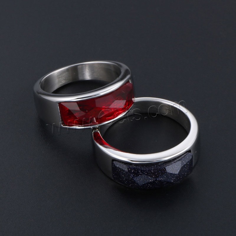 Titan Stahl Fingerring, Titanstahl, mit Glas, unisex & verschiedene Größen vorhanden & facettierte, keine, verkauft von PC