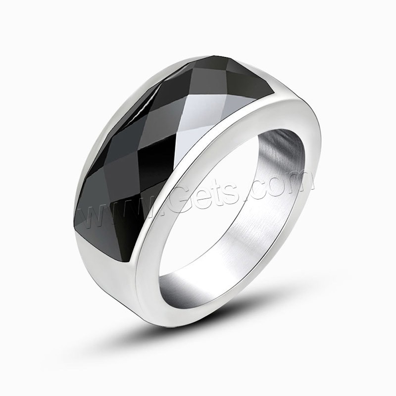 Titan Stahl Fingerring, Titanstahl, mit Glas, unisex & verschiedene Größen vorhanden & facettierte, keine, verkauft von PC