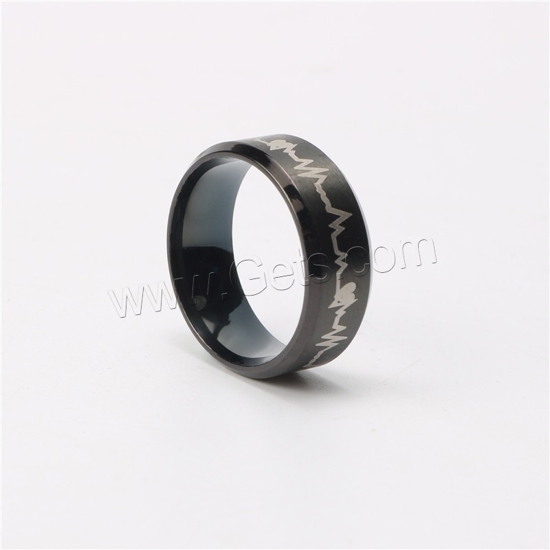 Titan Stahl Fingerring, Titanstahl, schwärzen, unisex & verschiedene Größen vorhanden, 8mm, verkauft von PC