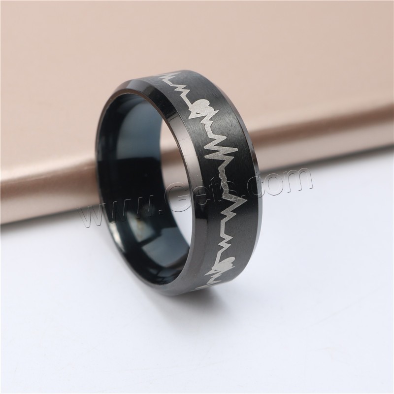 Titan Stahl Fingerring, Titanstahl, schwärzen, unisex & verschiedene Größen vorhanden, 8mm, verkauft von PC