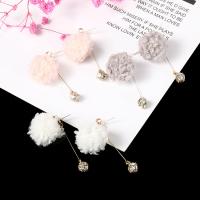 Zinc Alloy Drop Earring, with Wool, plated, without stopper & for woman & with rhinestone 40mm 