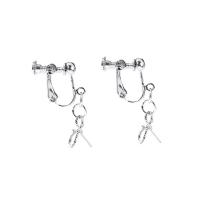 Zinc Alloy Clip Earring, Bowknot, silver color plated, for woman, 30mm 