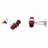 Brass Cufflinks, with Wood, platinum color plated, for man 