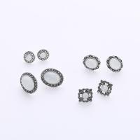 Zinklegierung Ohrstecker Set, mit Kopfsteinpflaster & Strass, antik silberfarben plattiert, für Frau, 10-20mm, 4PaarePärchen/Menge, verkauft von Menge