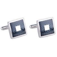 Brass Cufflinks, silver color plated, Unisex & enamel 