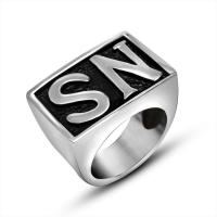 Titanium Steel Finger Ring, Unisex & blacken 