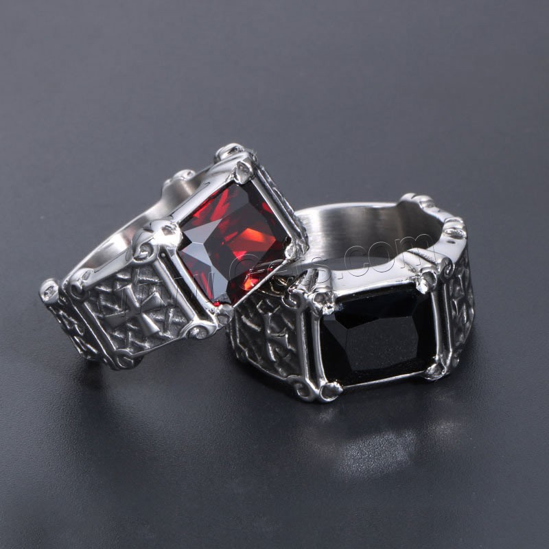 Titan Stahl Fingerring, Titanstahl, mit Glas, unisex & verschiedene Größen vorhanden & facettierte & Schwärzen, verkauft von PC