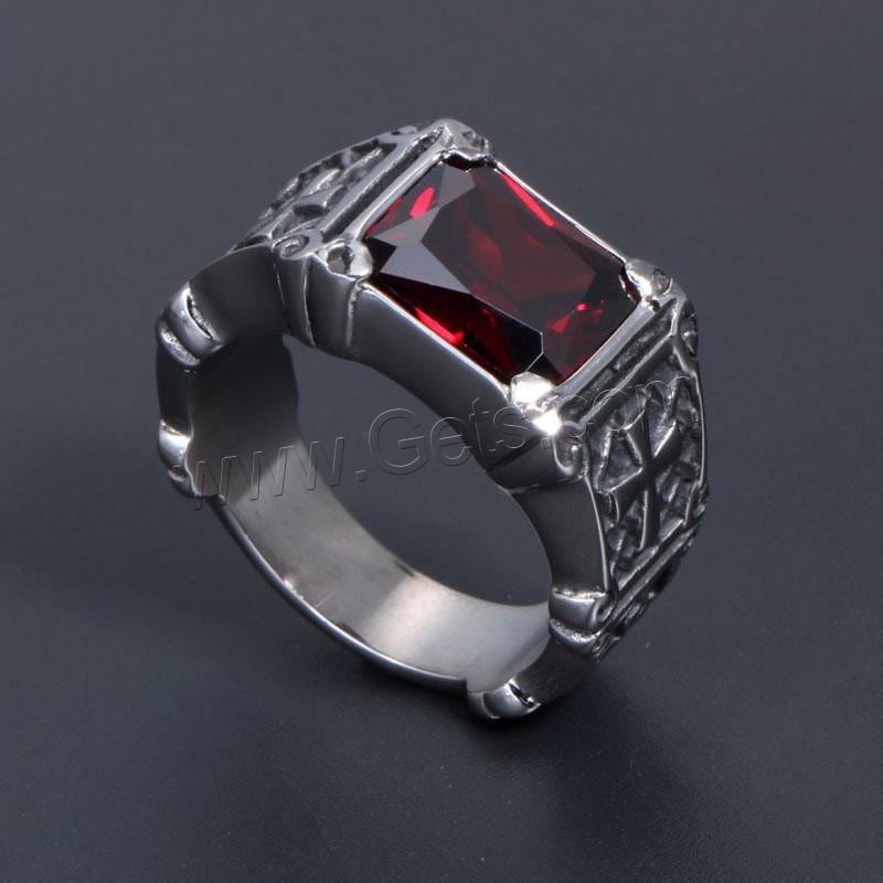 Titan Stahl Fingerring, Titanstahl, mit Glas, unisex & verschiedene Größen vorhanden & facettierte & Schwärzen, verkauft von PC