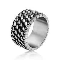 Titanium Steel Finger Ring, Unisex & blacken 