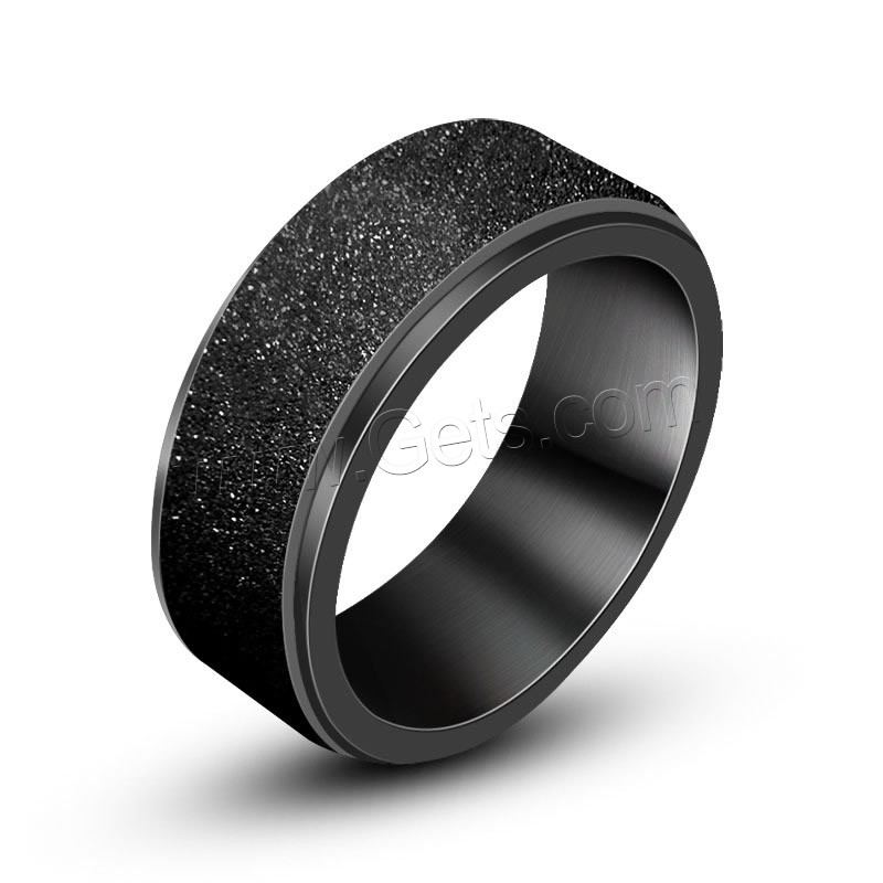 Titanium Steel Finger Ring, black ionic, Unisex & different size for choice & frosted, Sold By PC