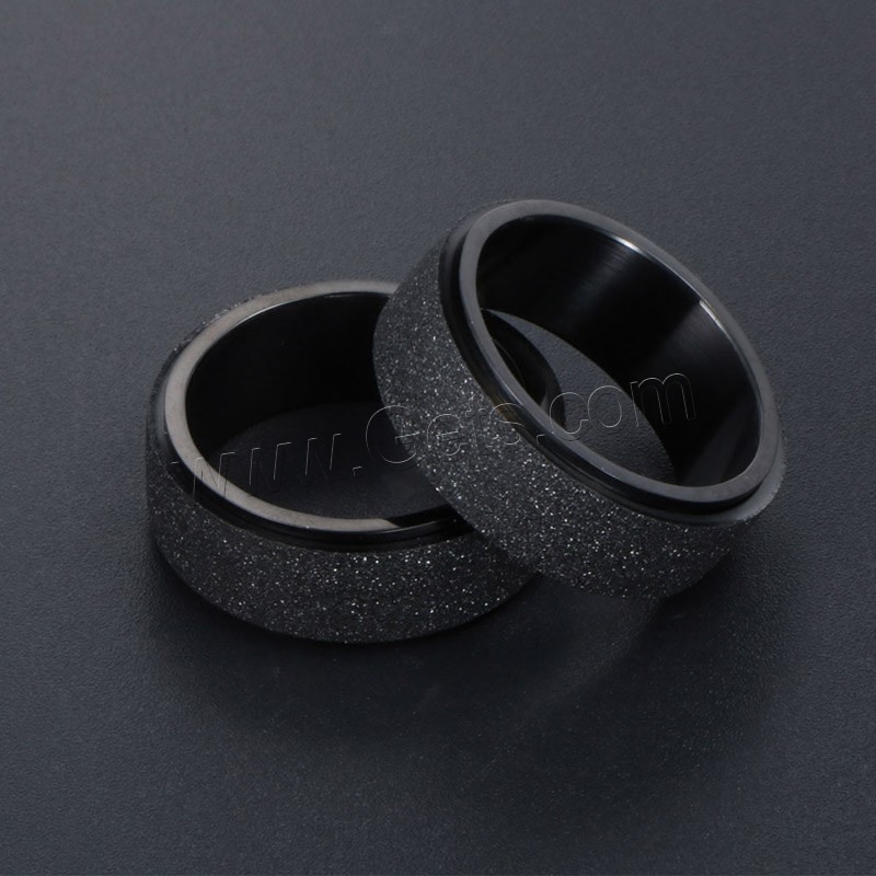 Titanium Steel Finger Ring, black ionic, Unisex & different size for choice & frosted, Sold By PC