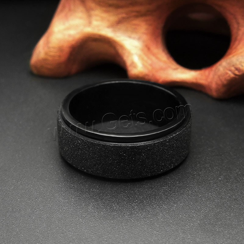 Titanium Steel Finger Ring, black ionic, Unisex & different size for choice & frosted, Sold By PC