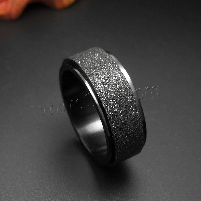 Titanium Steel Finger Ring, black ionic, Unisex & different size for choice & frosted, Sold By PC