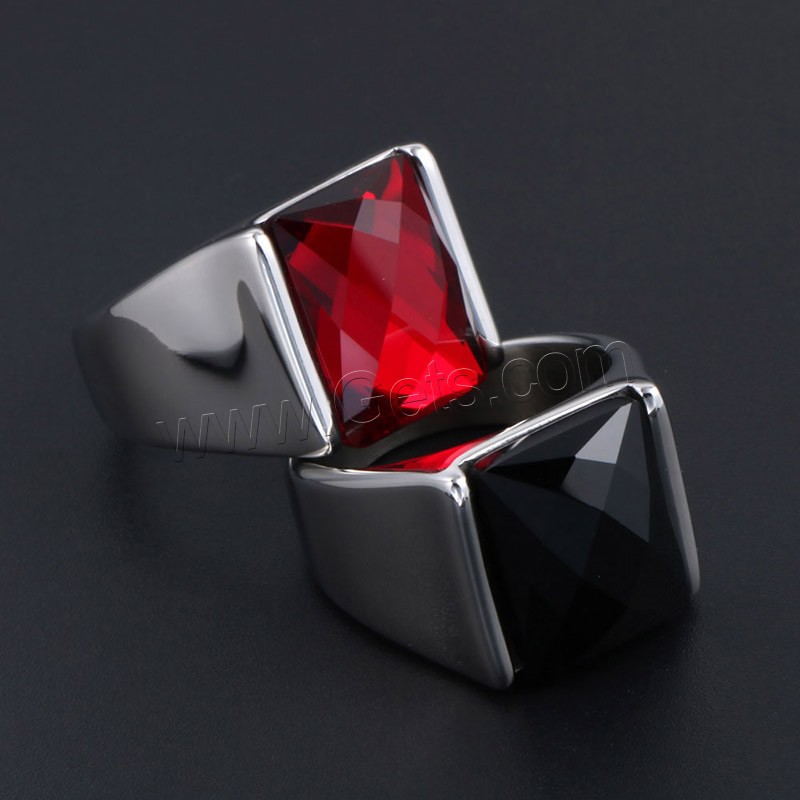 Titan Stahl Fingerring, Titanstahl, mit Glas, unisex & verschiedene Größen vorhanden & facettierte, keine, verkauft von PC