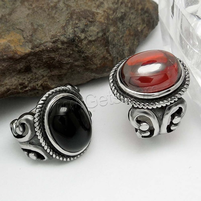 Titanium Steel Finger Ring, with Agate, Unisex & different size for choice & blacken, more colors for choice, Sold By PC