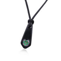 Partículas de acero Collar de suéter, con cordón de nylon, con 2inch extender cadena, iónico negro, con el compás & ajustable & para hombre, 48mm, longitud:aproximado 25 Inch, Vendido por Sarta